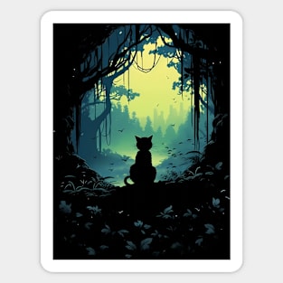 Cat In Enchanted Forest Sticker